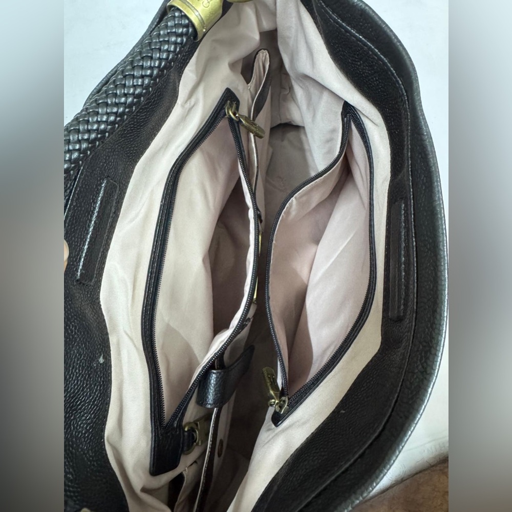 Cole Haan Black Leather Designer Tote Bag - Picture 2 of 9